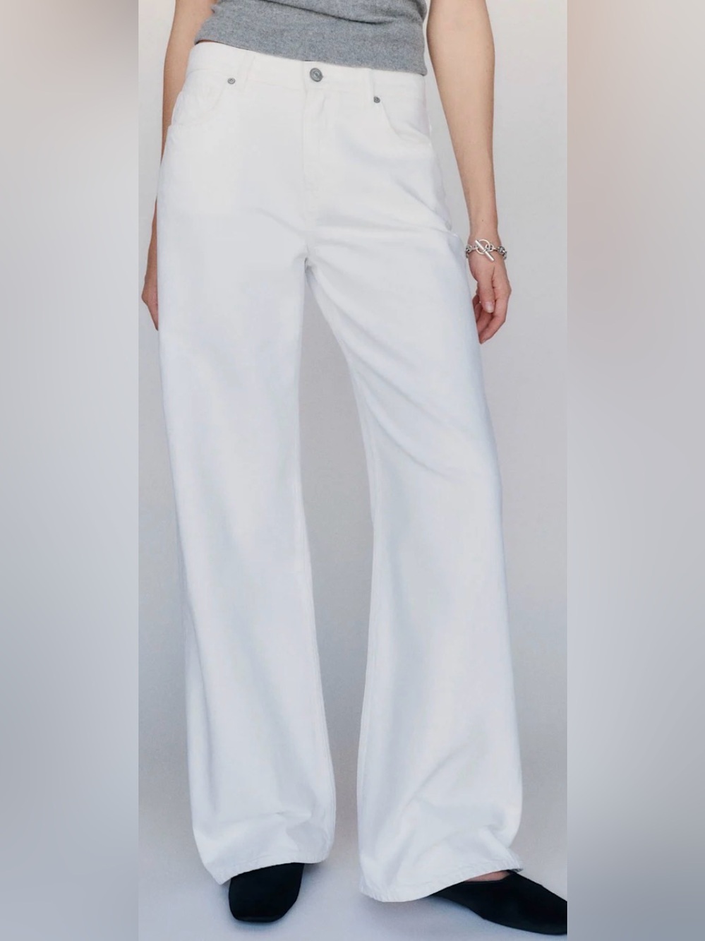 Reformation Cary Low Rise Slouchy Wide Leg Jeans Optic White Size 30 Short